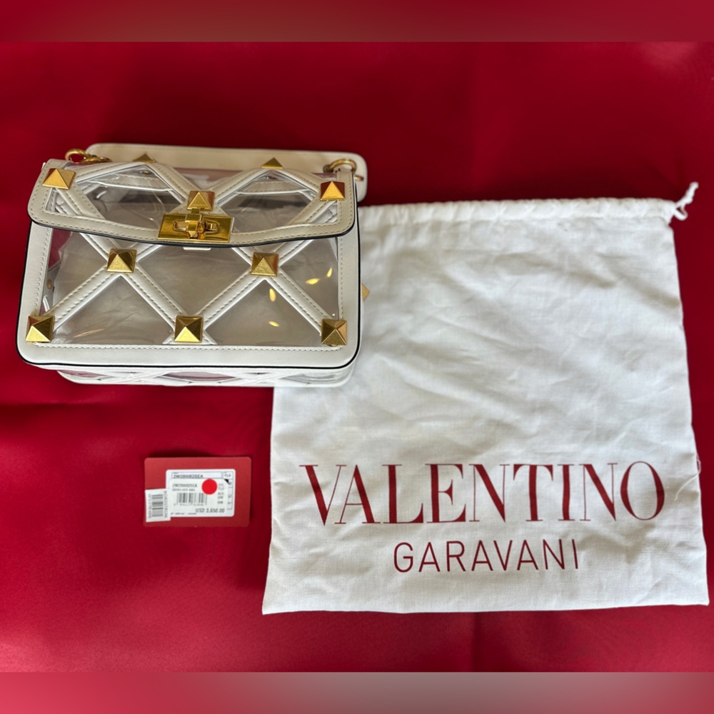 Valentino Garavani White and Gold Crossbody Bag with Quilted Texture